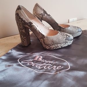 ❤Brown's Couture❤ platform snakeskin leather heel
